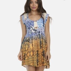 Anthropologie Raga Makiki Valley Boho Floral Mini Dress M